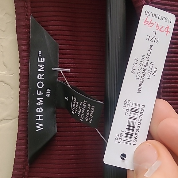 WHBM FORME Ribbed Long Sleeve cutout dress Wine size L - Picture 3 of 7